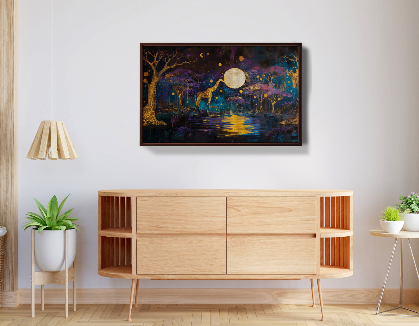 Moonlit Giraffe Safari African American canvas print view 32