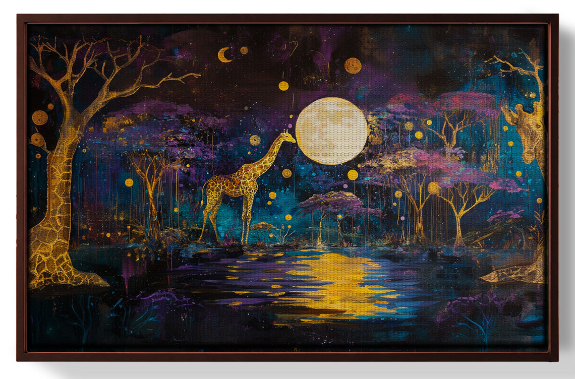 Moonlit Giraffe Safari African American canvas print view 31