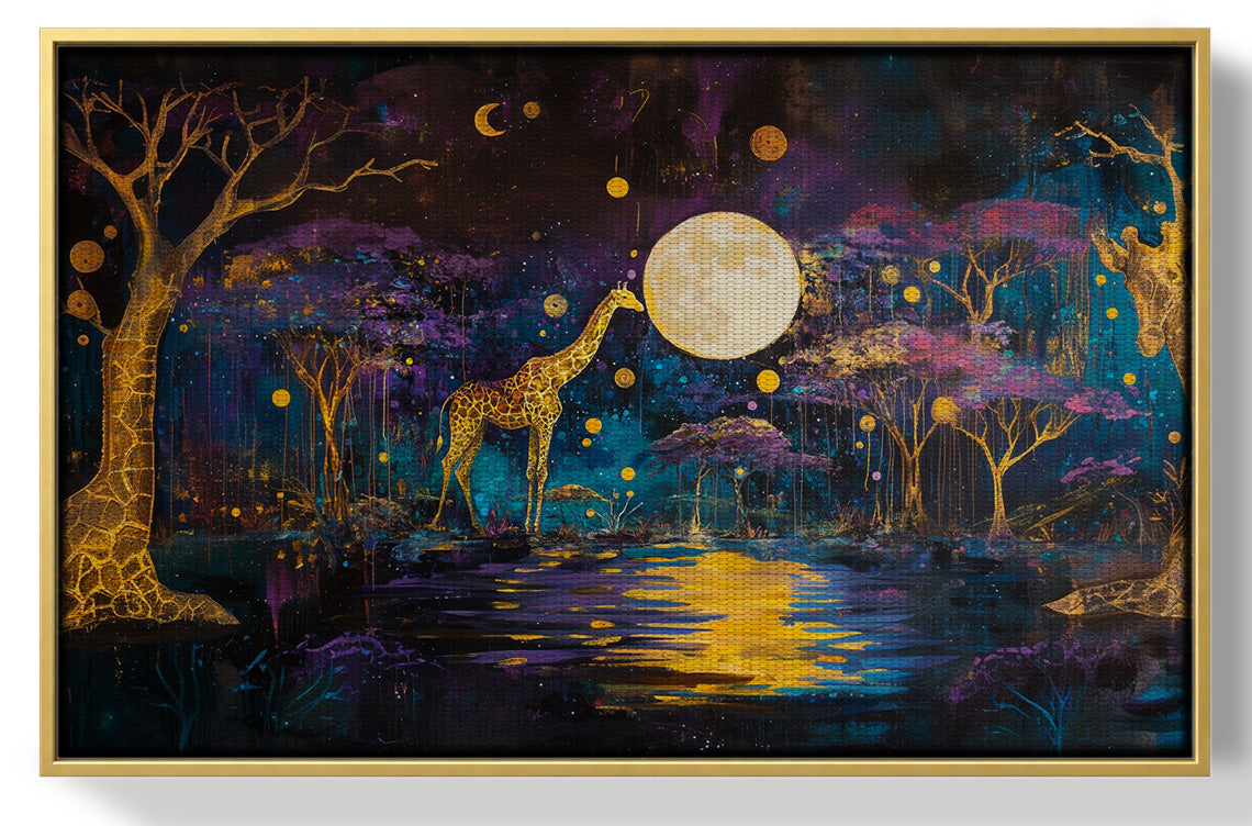 Moonlit Giraffe Safari African American canvas print view 37