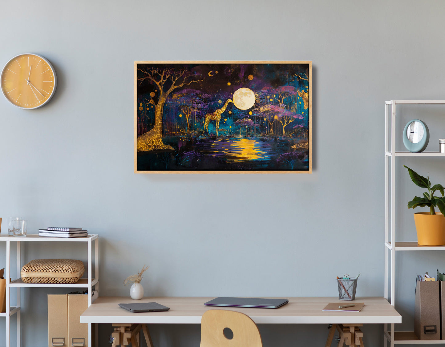 Moonlit Giraffe Safari African American canvas print view 54