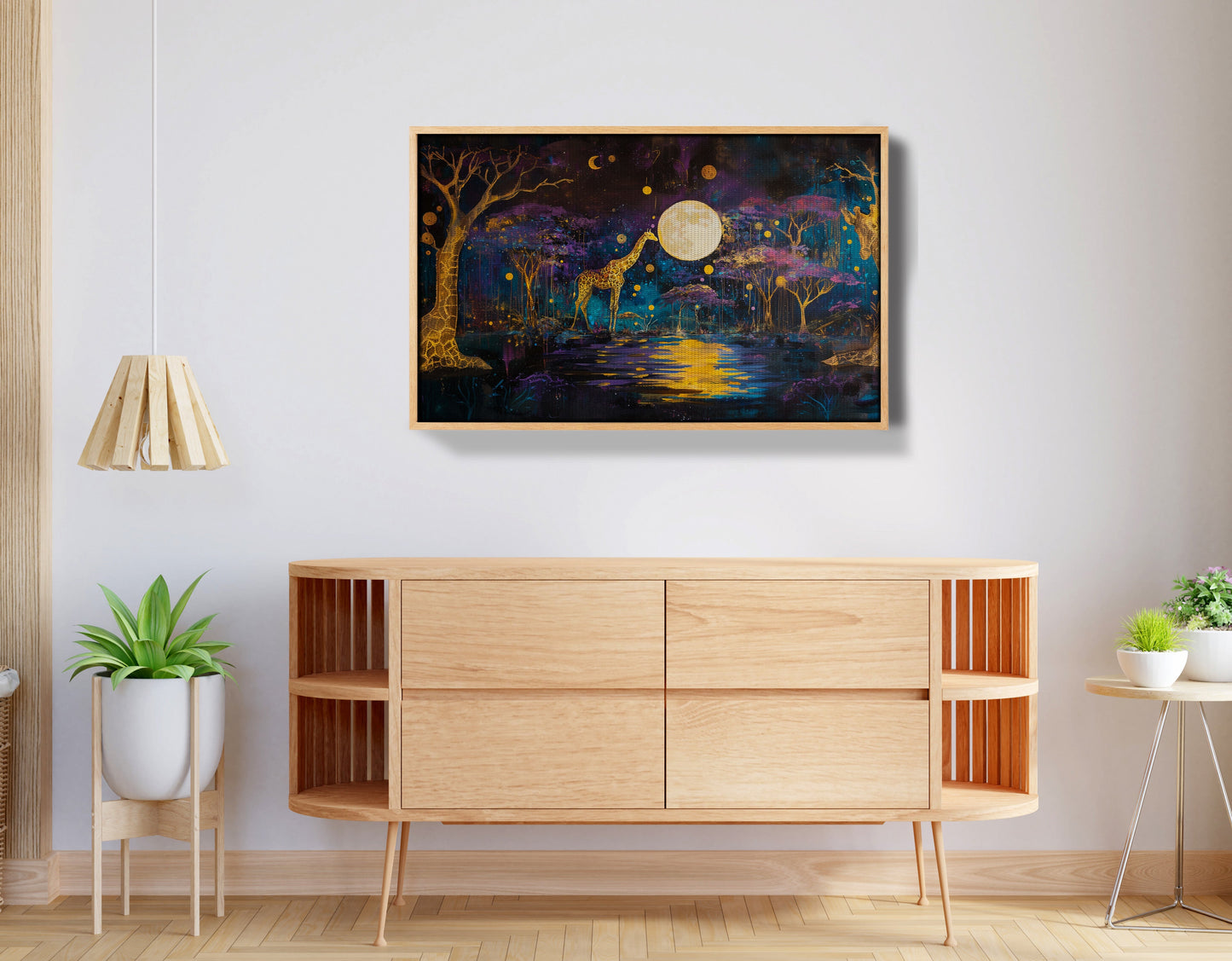 Moonlit Giraffe Safari African American canvas print view 50