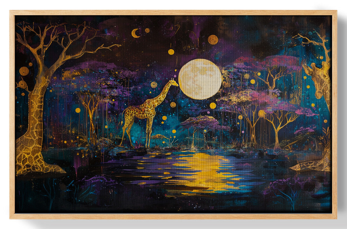 Moonlit Giraffe Safari African American canvas print view 49