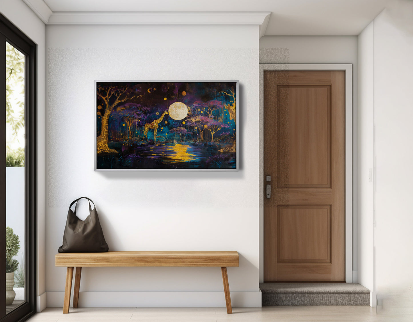 Moonlit Giraffe Safari African American canvas print view 59