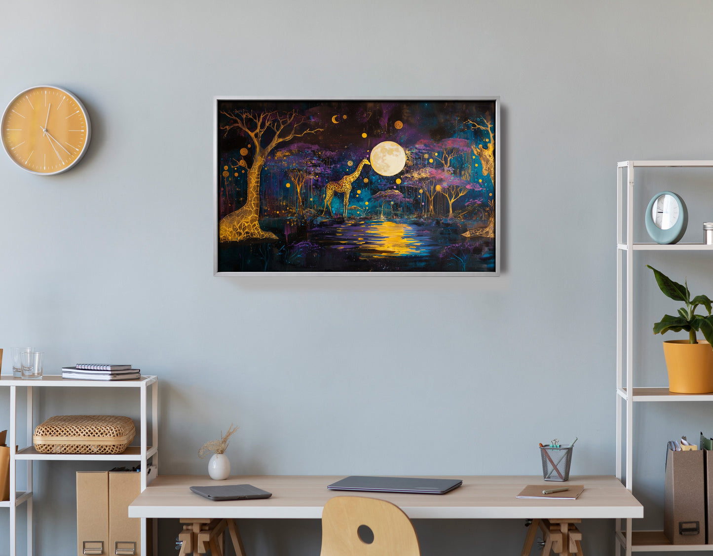 Moonlit Giraffe Safari African American canvas print view 60