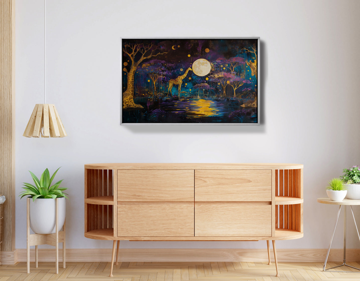 Moonlit Giraffe Safari African American canvas print view 56