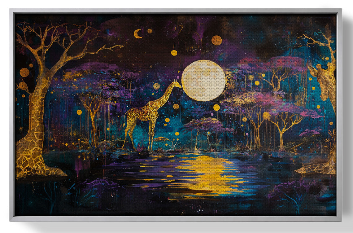 Moonlit Giraffe Safari African American canvas print view 55