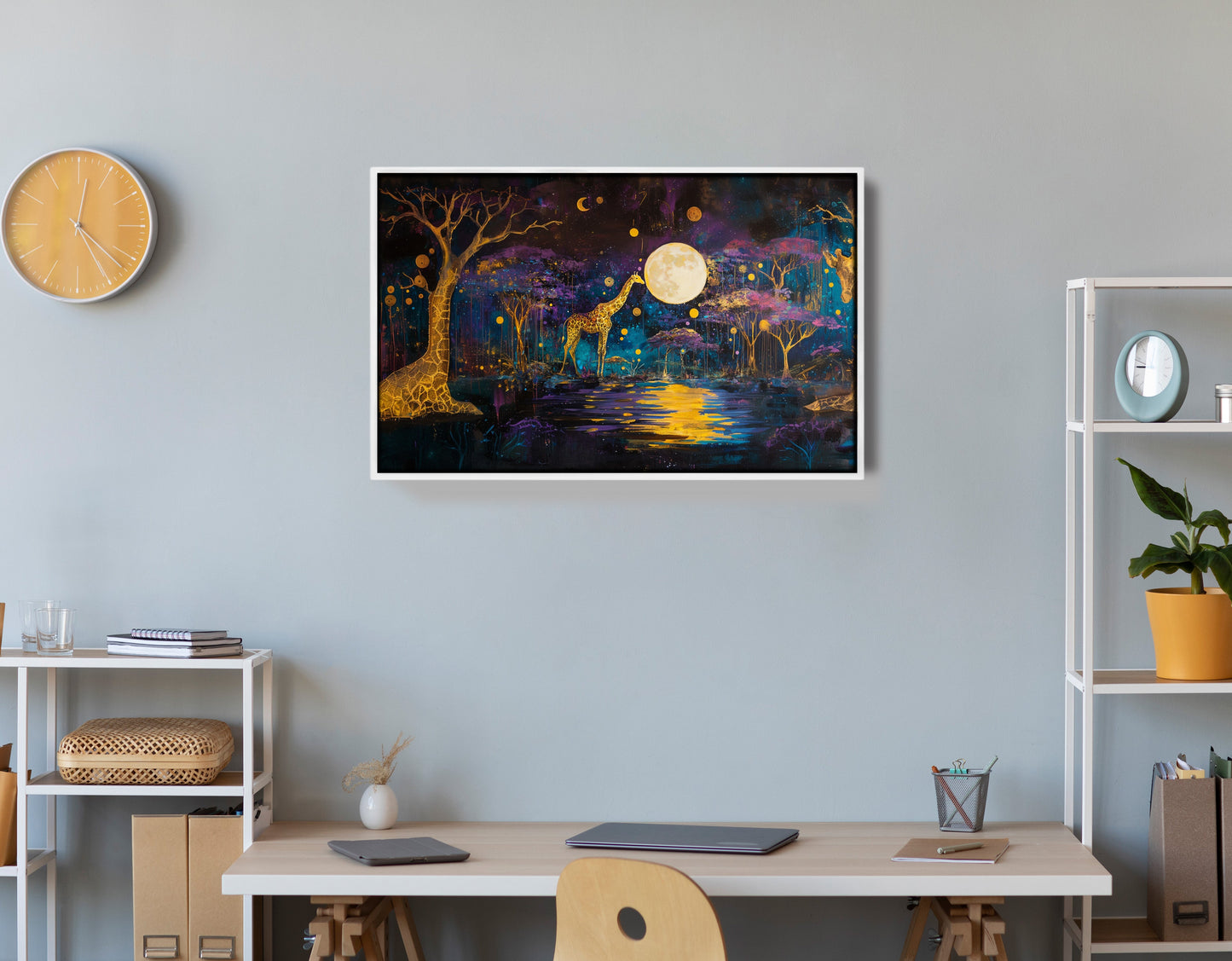Moonlit Giraffe Safari African American canvas print view 66
