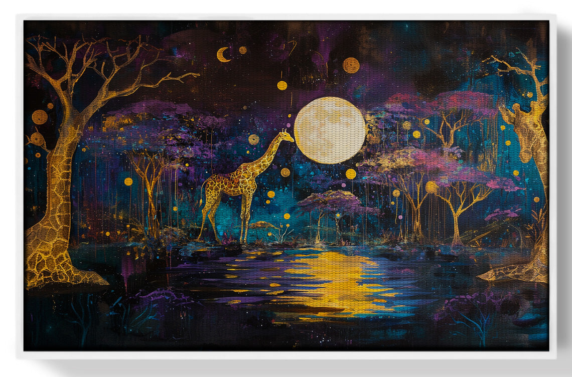 Moonlit Giraffe Safari African American canvas print view 61
