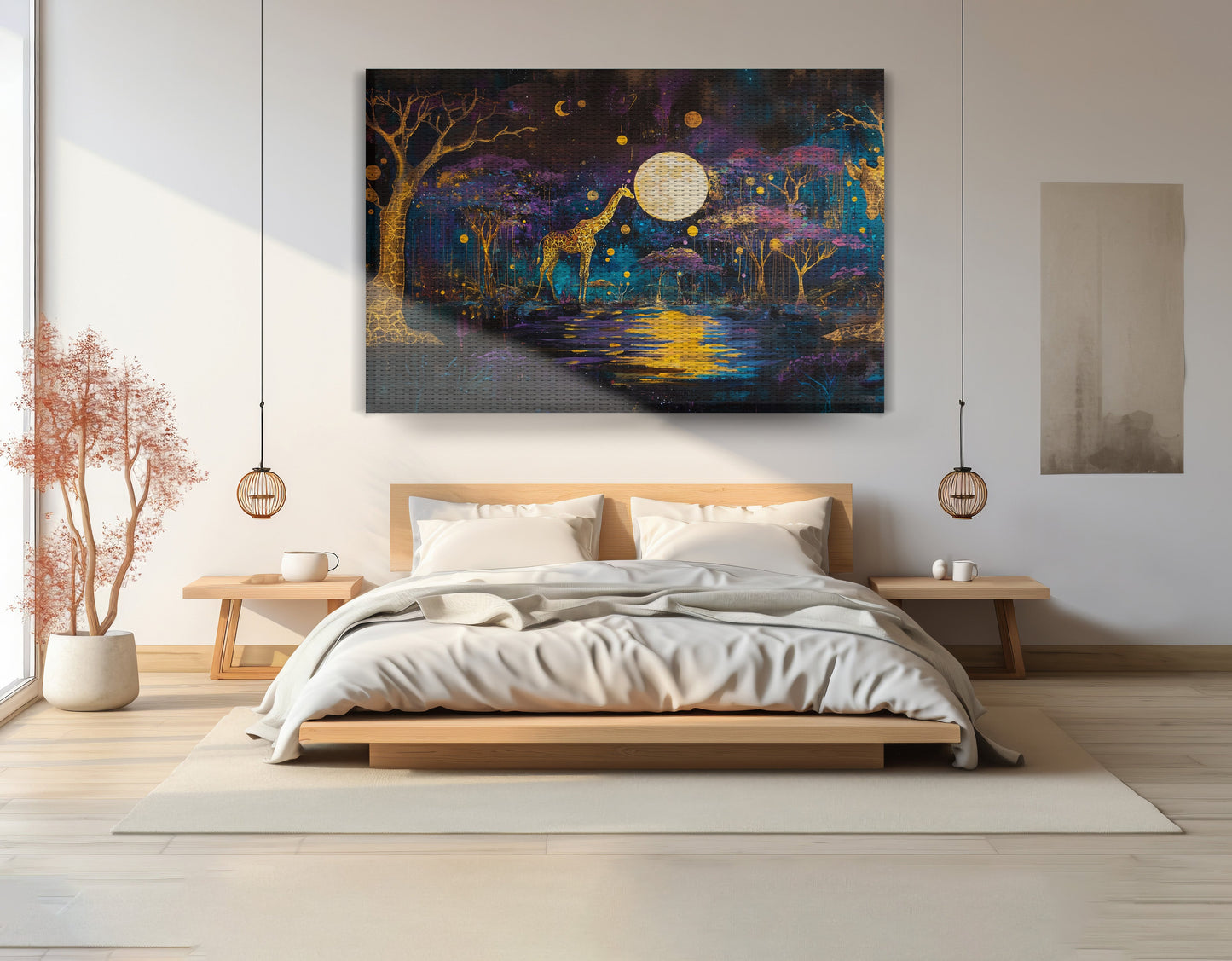 Moonlit Giraffe Safari African American canvas print view 15