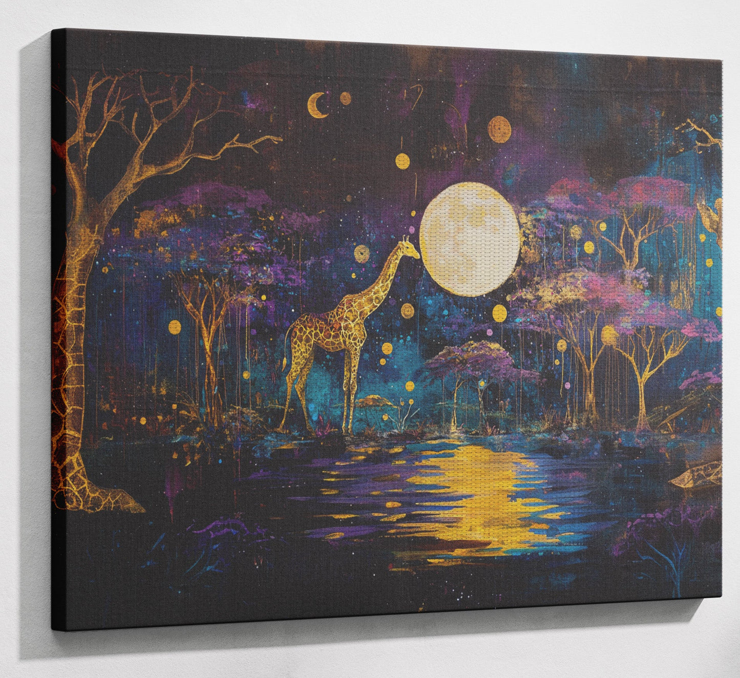 Moonlit Giraffe Safari African American canvas print view 13