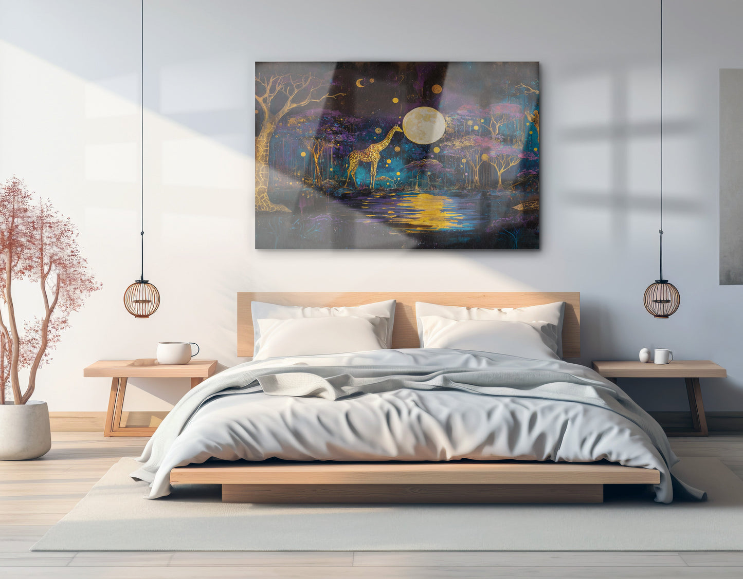 Moonlit Giraffe Safari African American canvas print view 21