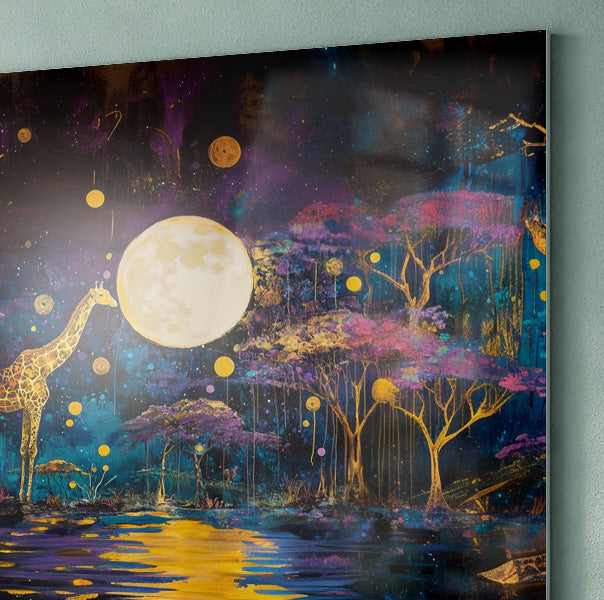 Moonlit Giraffe Safari African American canvas print view 22