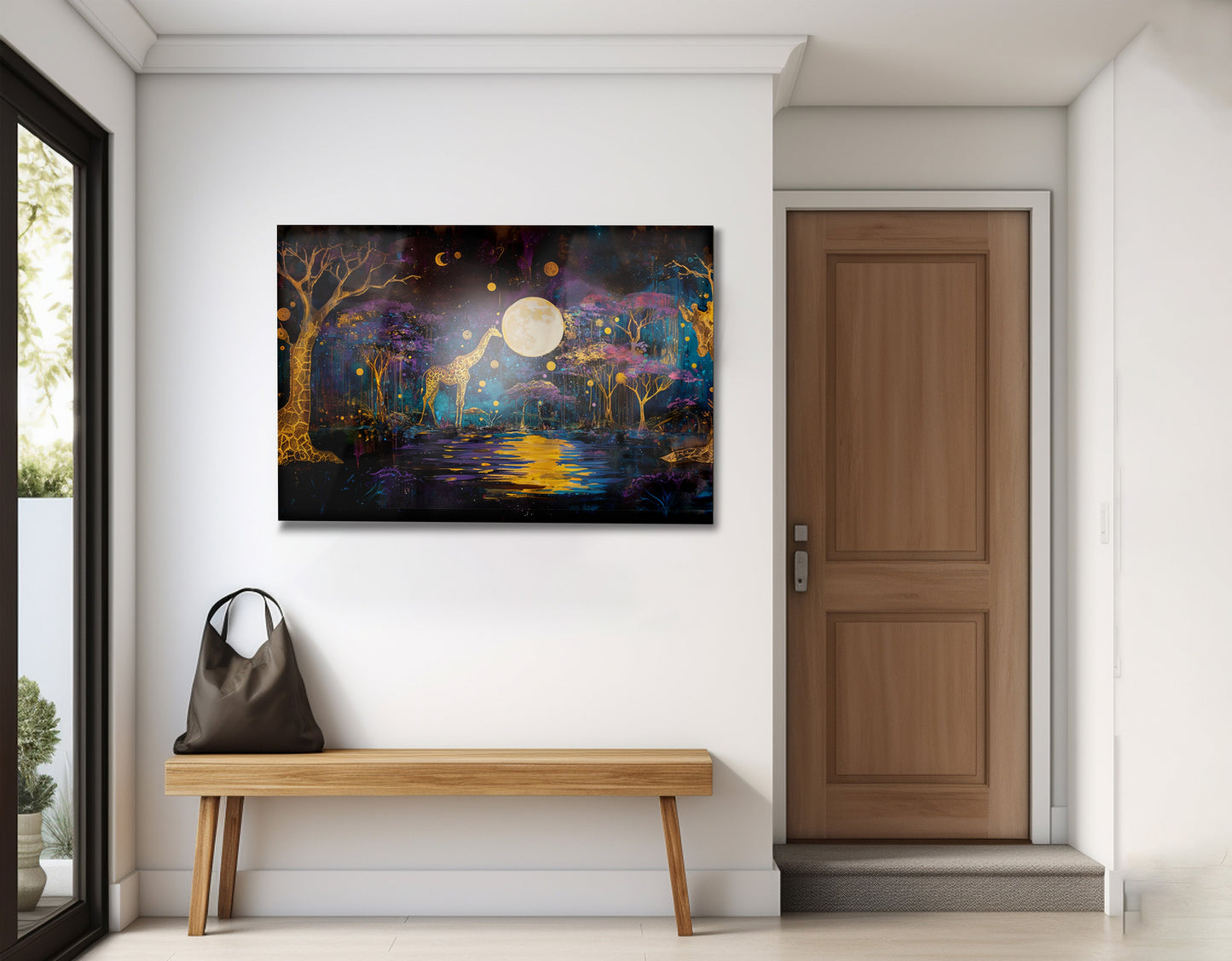 Moonlit Giraffe Safari African American canvas print view 23