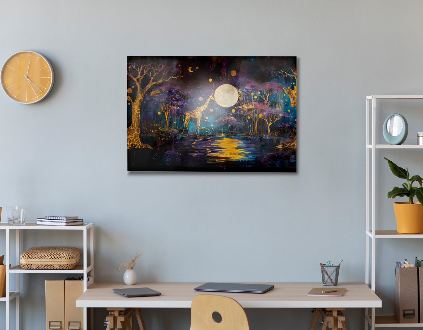 Moonlit Giraffe Safari African American canvas print view 24