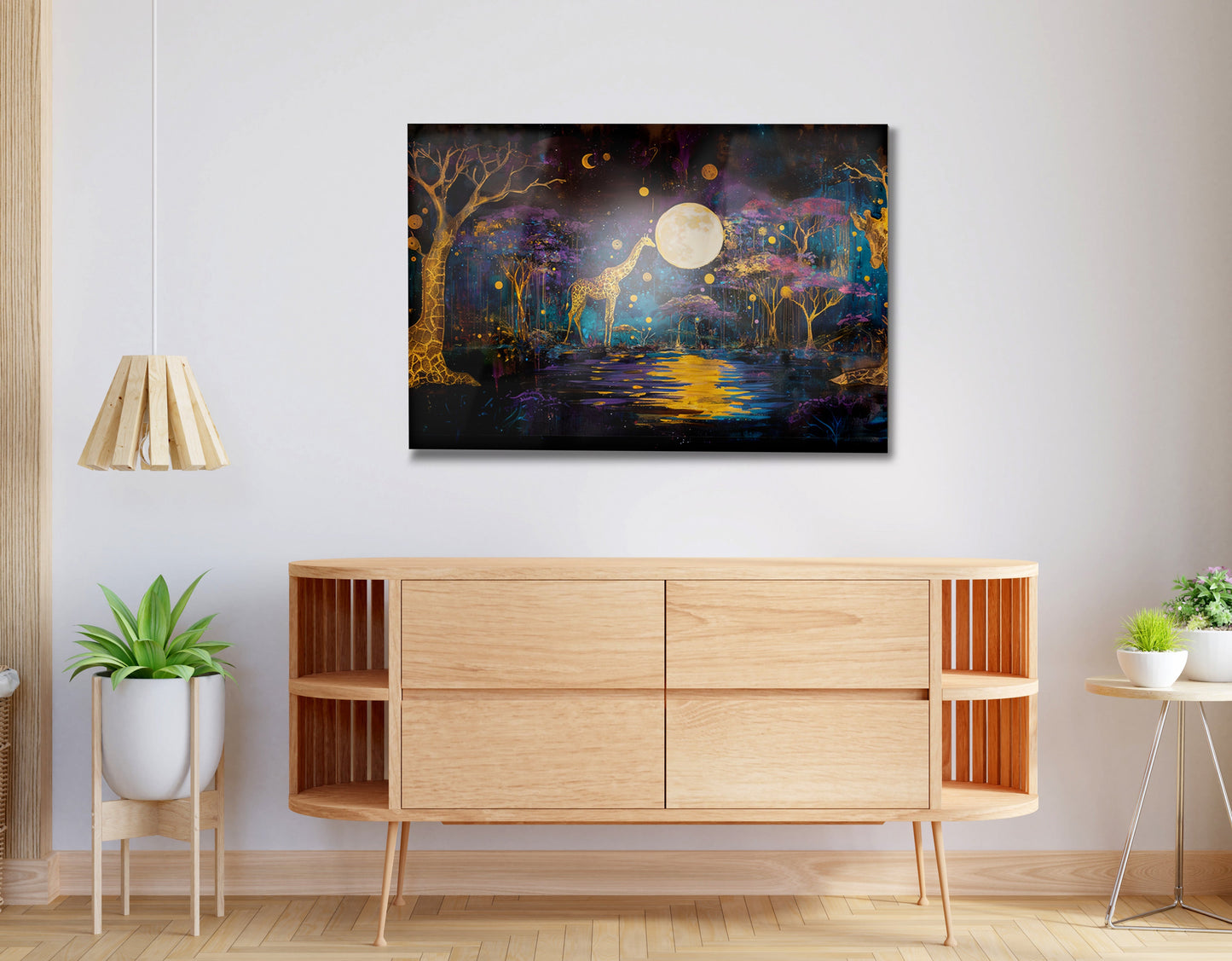 Moonlit Giraffe Safari African American canvas print view 20
