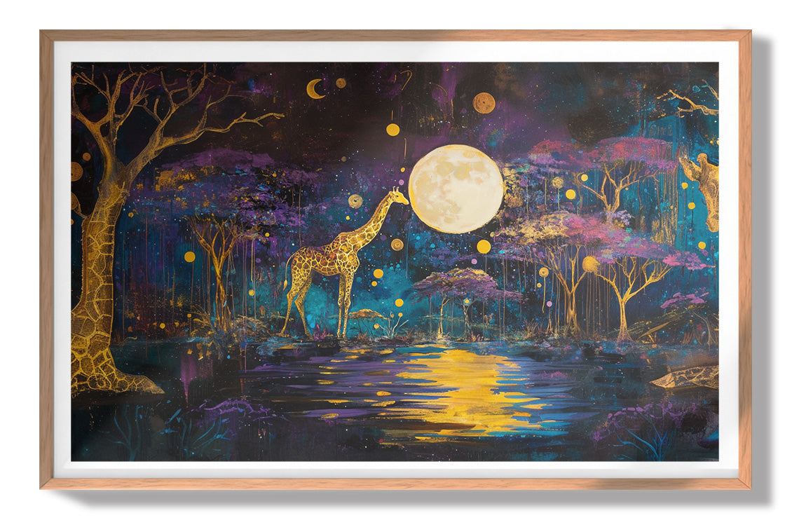 Moonlit Giraffe Safari African American canvas print view 79