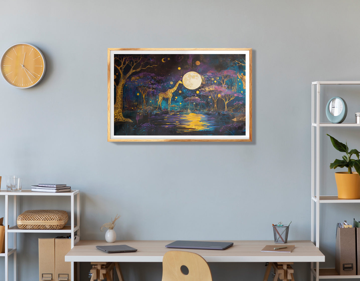 Moonlit Giraffe Safari African American canvas print view 78