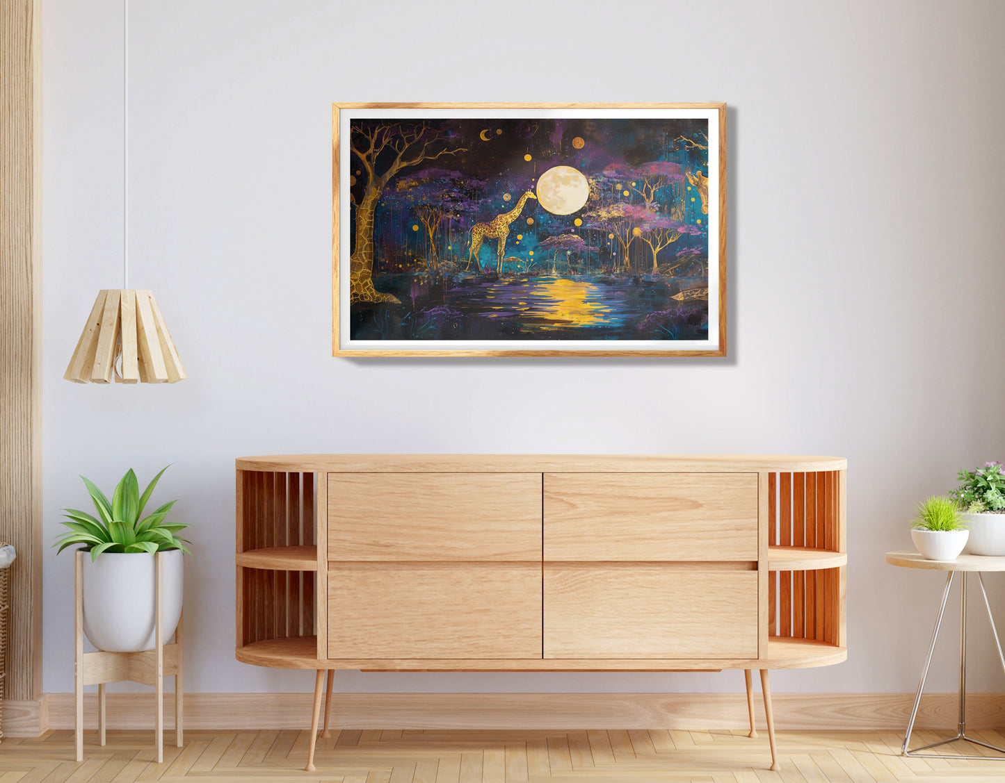 Moonlit Giraffe Safari African American canvas print view 74