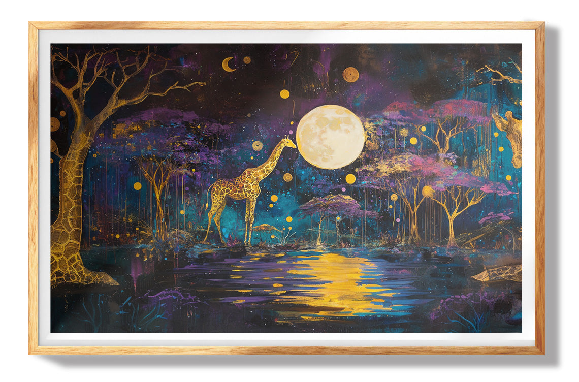 Moonlit Giraffe Safari African American canvas print view 73