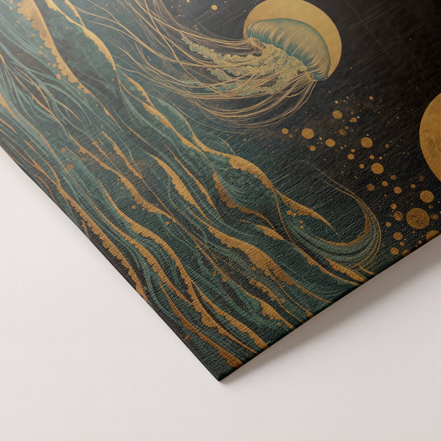 Moonlit Jellyfish Ocean Black Caribbean wall art artwork by MoomZee Artwork