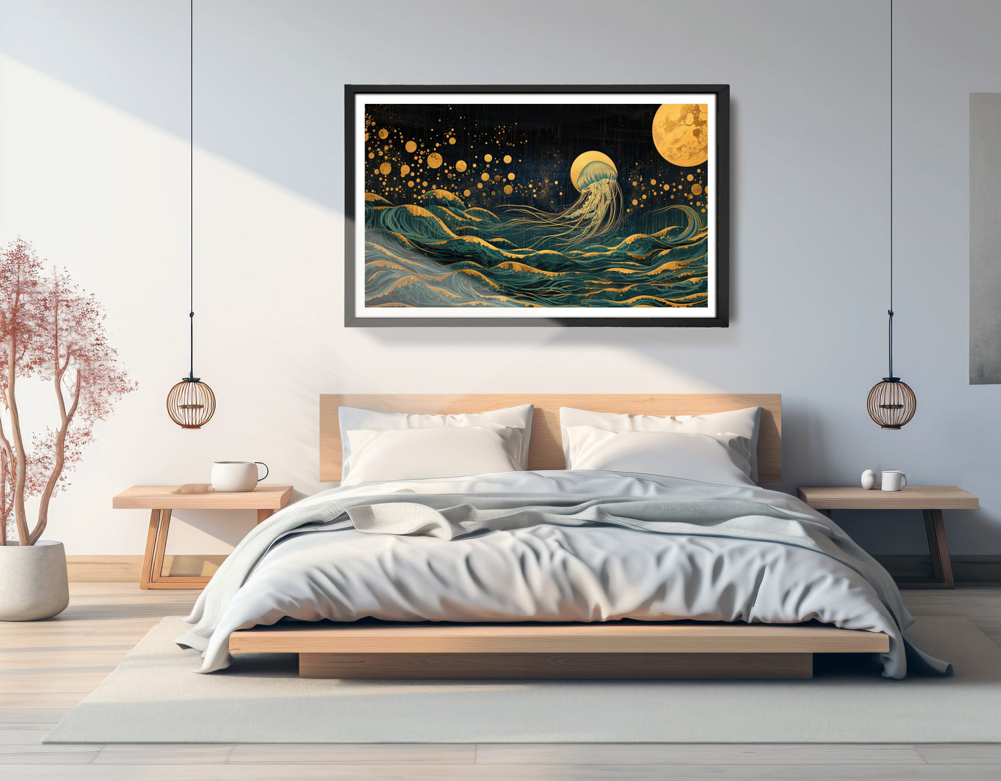 Moonlit Jellyfish Ocean Black Caribbean wall art view 69