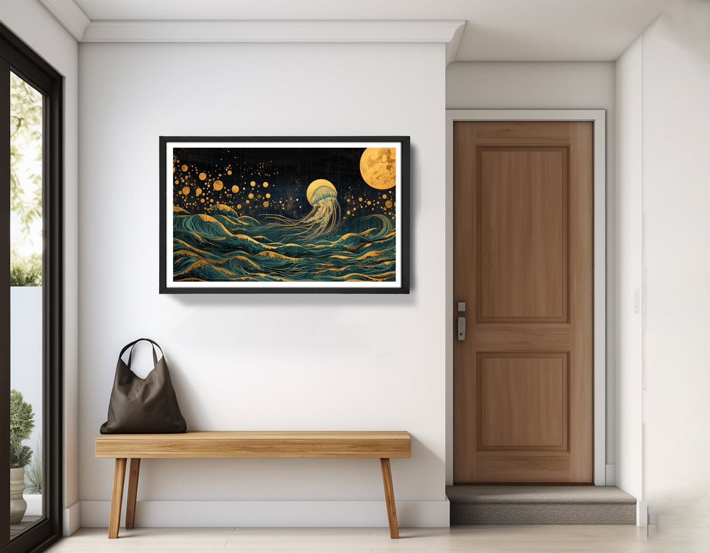 Moonlit Jellyfish Ocean Black Caribbean wall art view 71