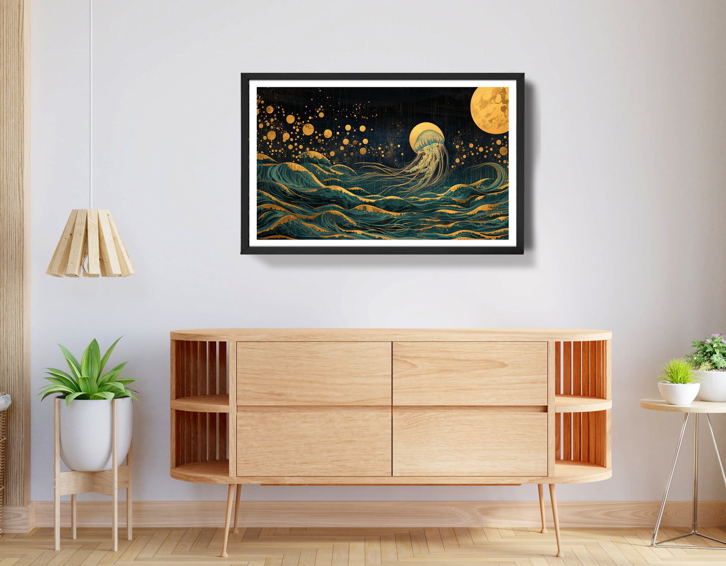 Moonlit Jellyfish Ocean Black Caribbean wall art view 68