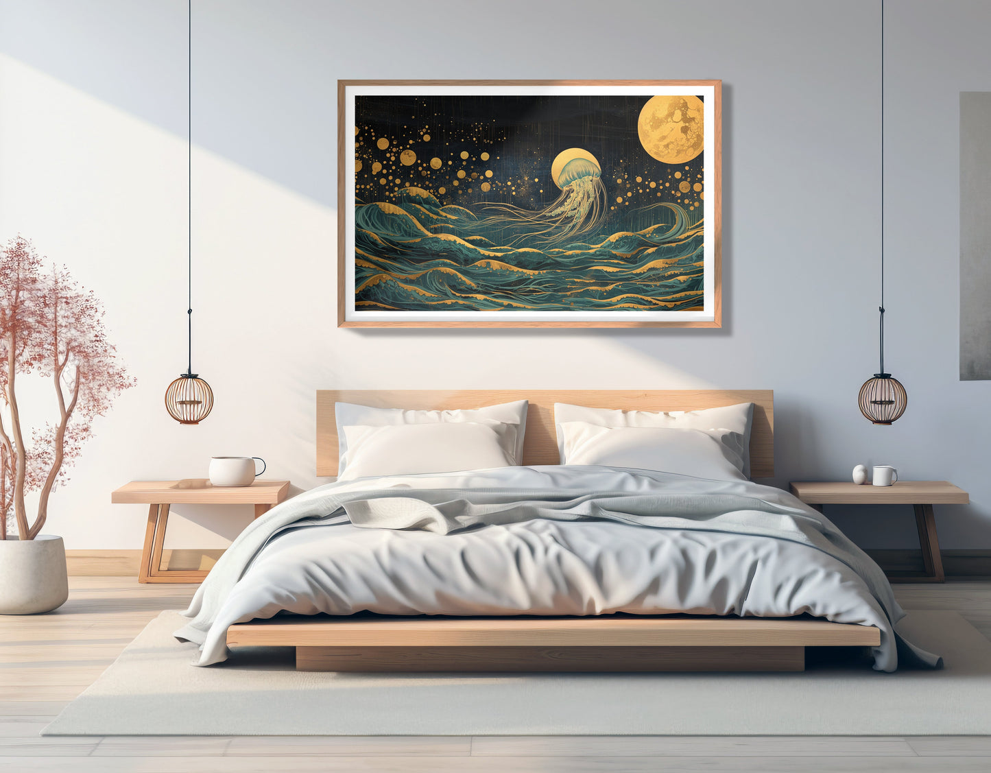 Moonlit Jellyfish Ocean Black Caribbean wall art view 81