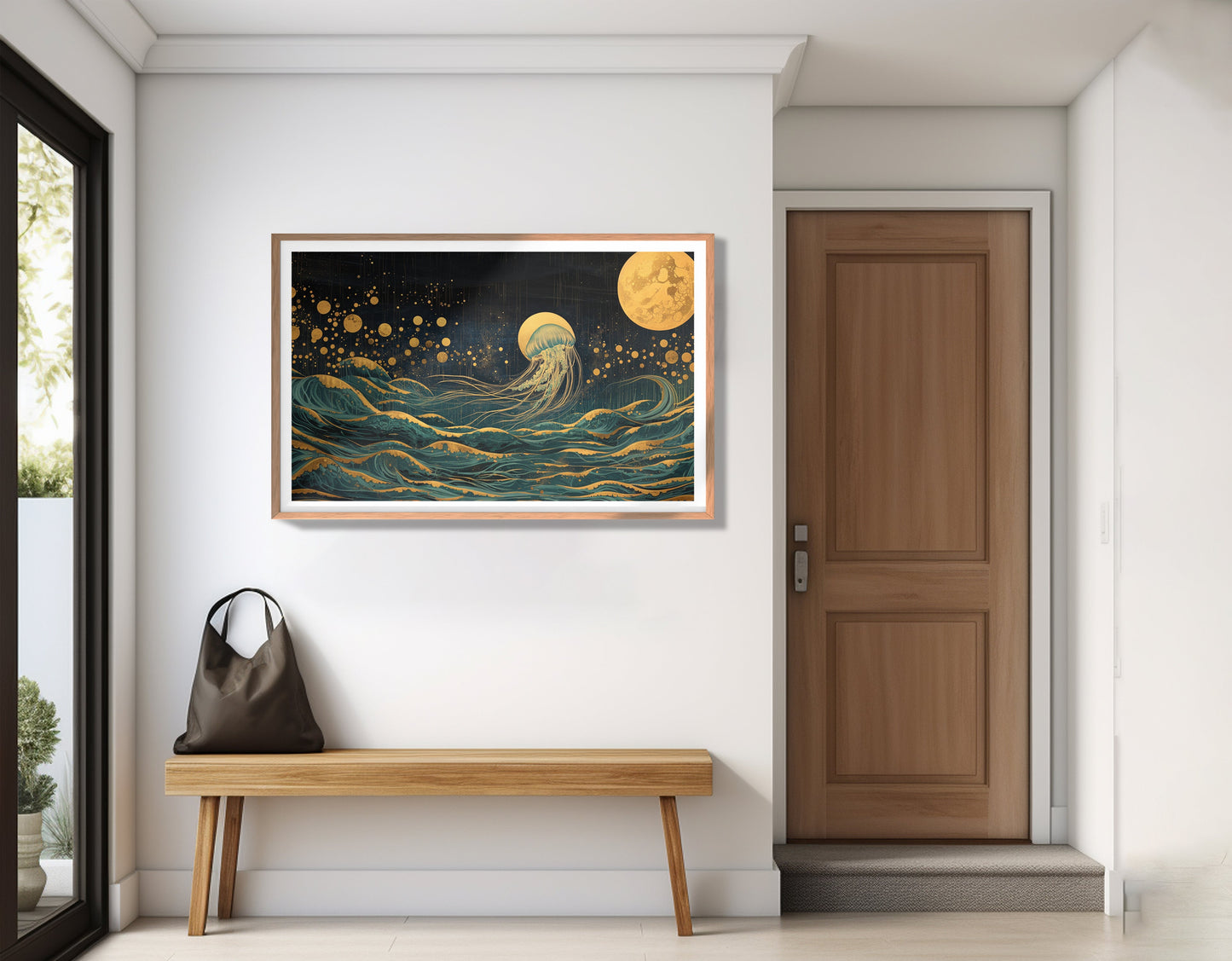 Moonlit Jellyfish Ocean Black Caribbean wall art view 83