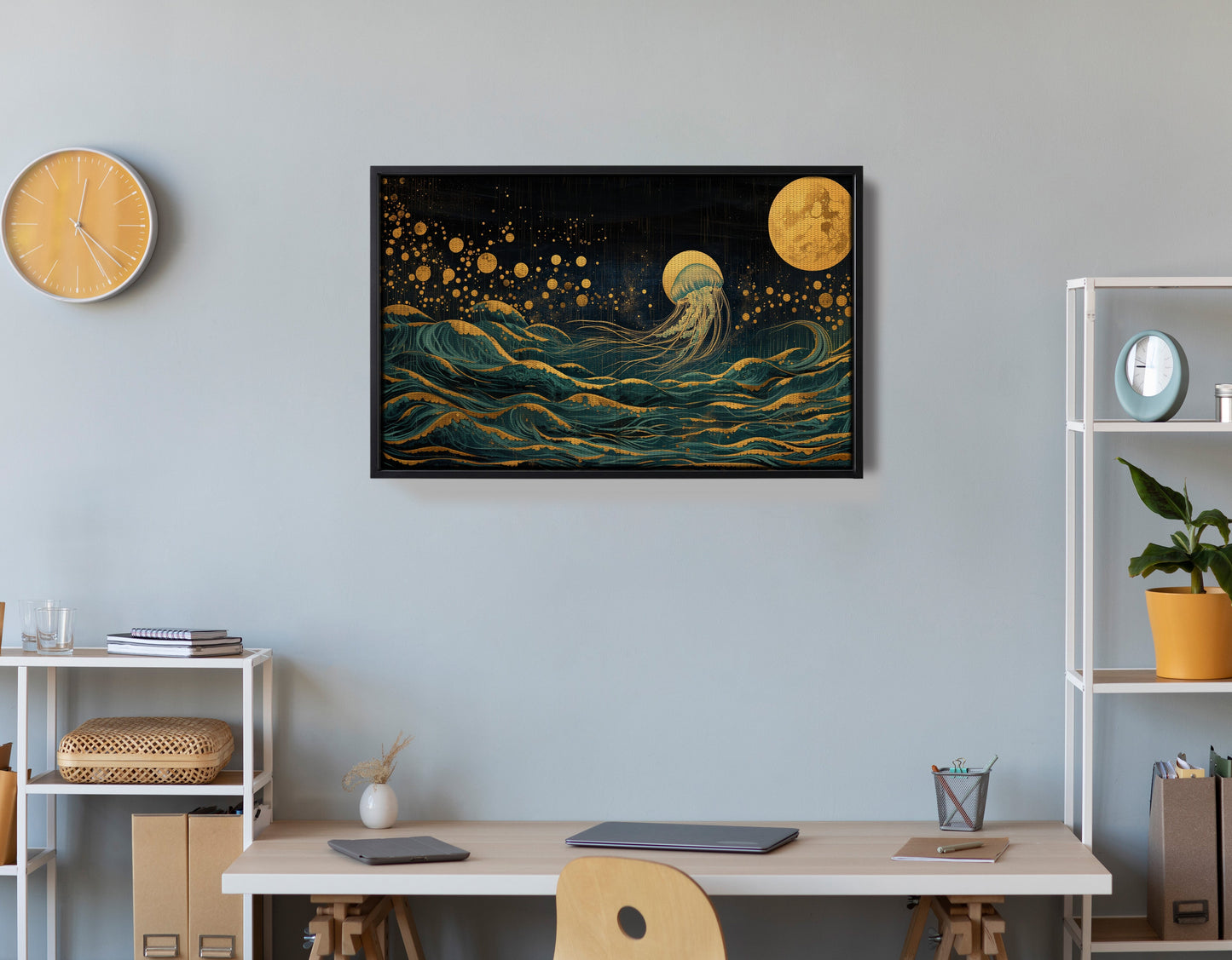 Moonlit Jellyfish Ocean Black Caribbean wall art view 30