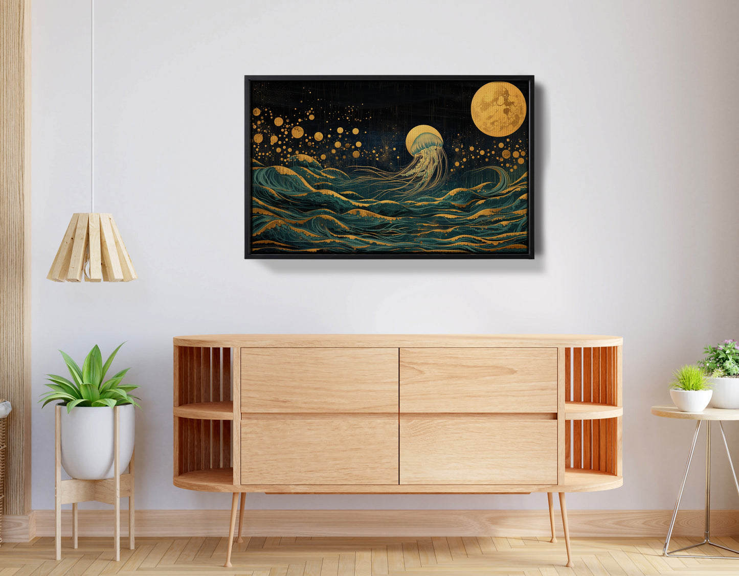 Moonlit Jellyfish Ocean Black Caribbean wall art view 26