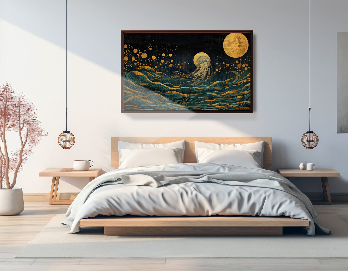 Moonlit Jellyfish Ocean Black Caribbean wall art view 33