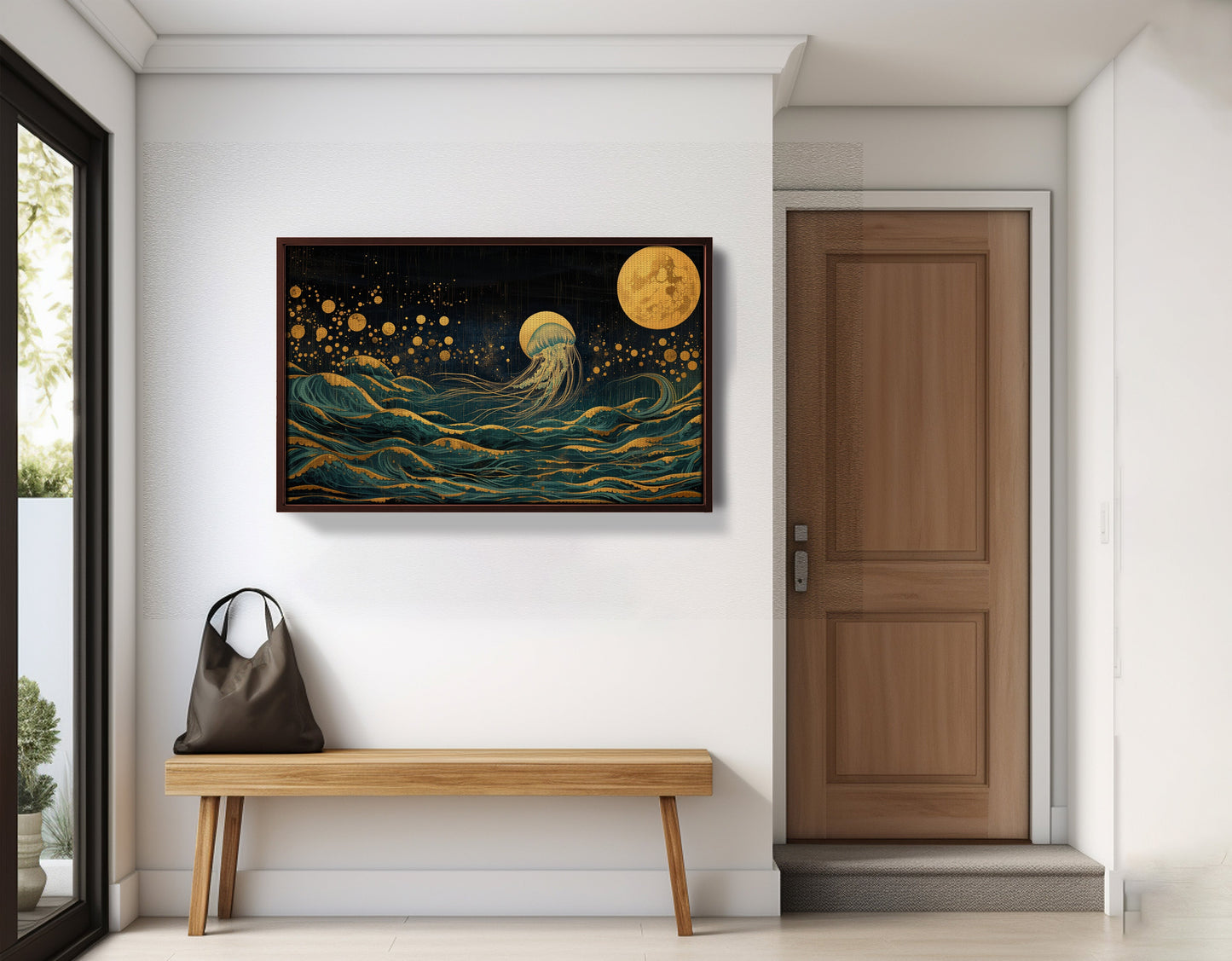 Moonlit Jellyfish Ocean Black Caribbean wall art view 35