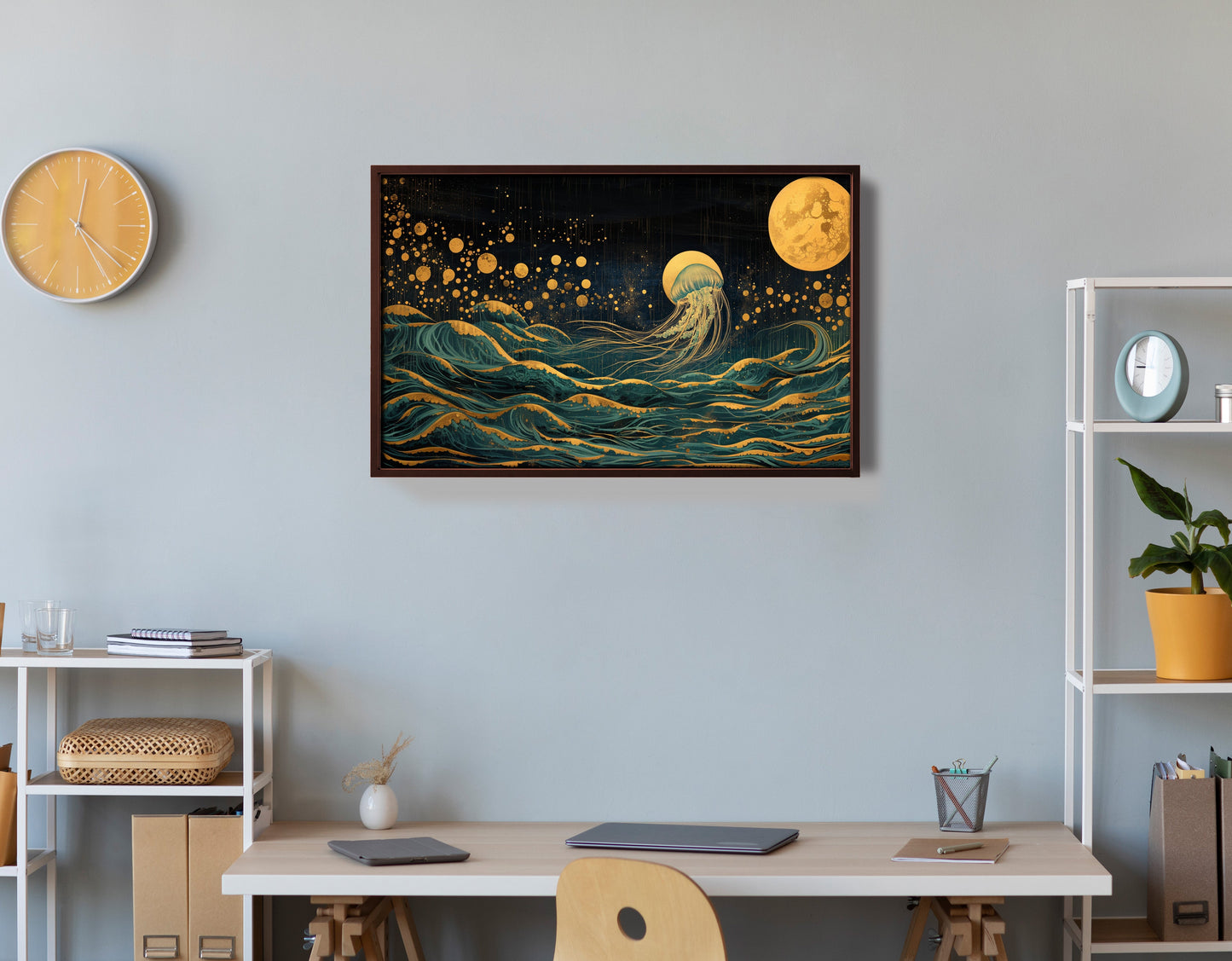Moonlit Jellyfish Ocean Black Caribbean wall art view 36