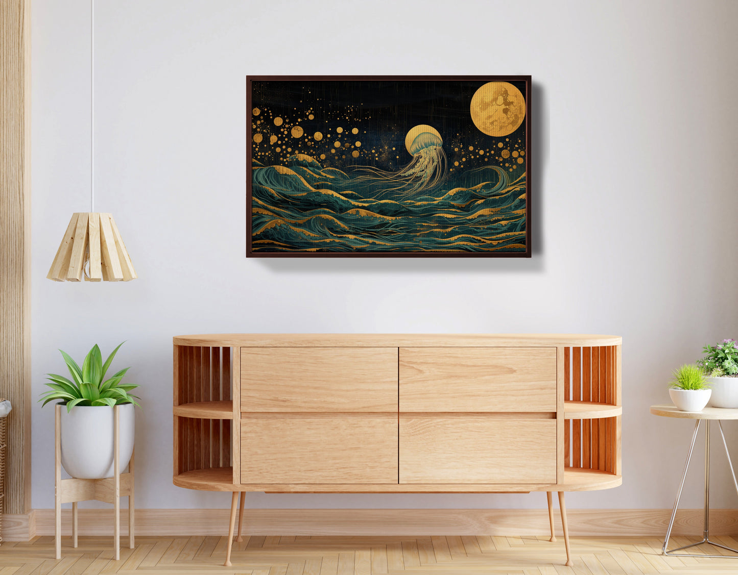 Moonlit Jellyfish Ocean Black Caribbean wall art view 32