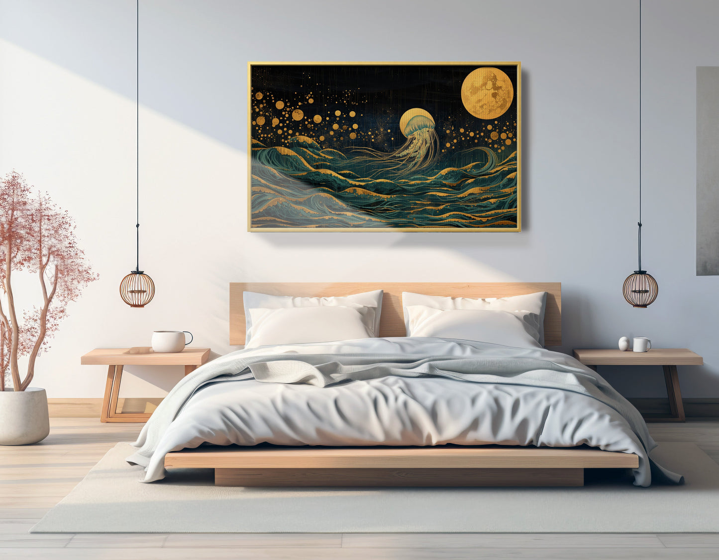 Moonlit Jellyfish Ocean Black Caribbean wall art view 39