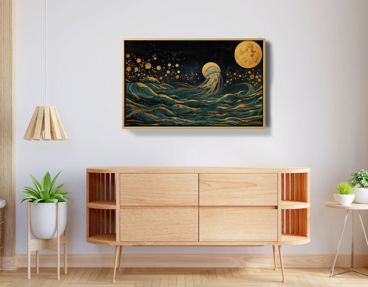 Moonlit Jellyfish Ocean Black Caribbean wall art view 38