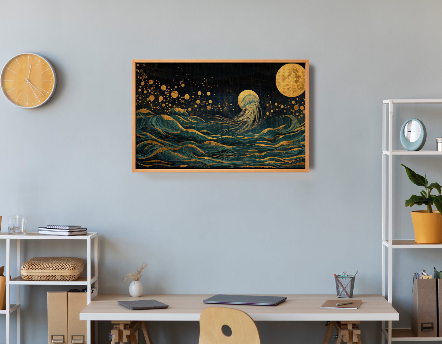 Moonlit Jellyfish Ocean Black Caribbean wall art view 48