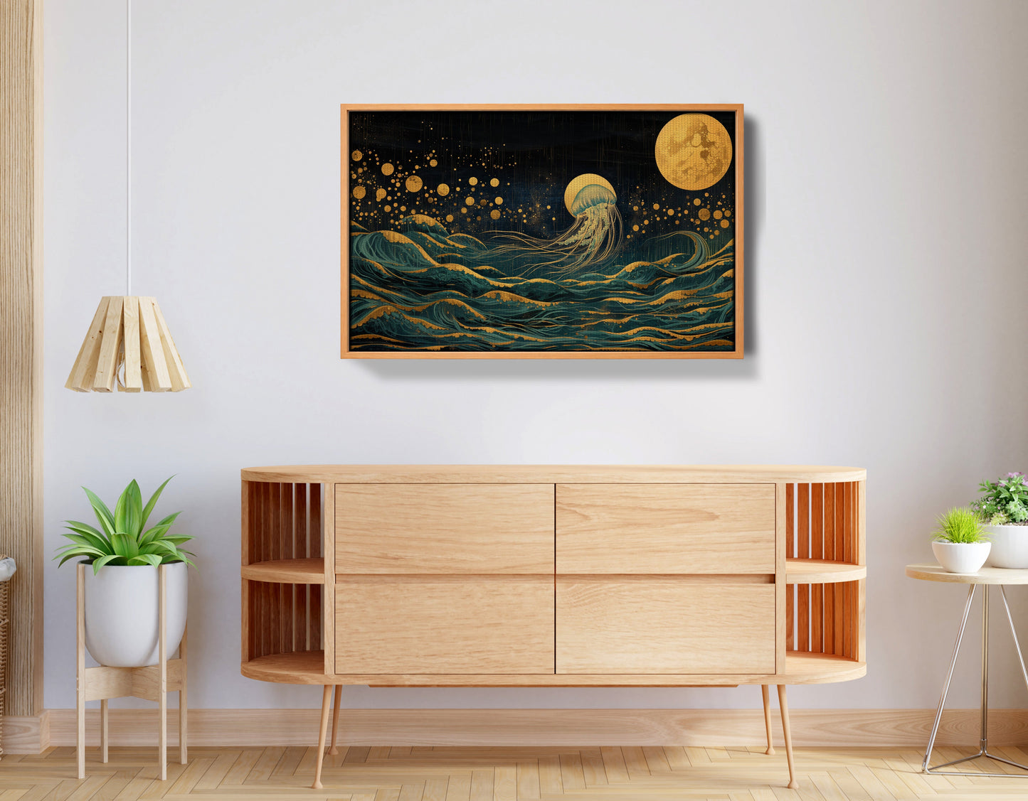 Moonlit Jellyfish Ocean Black Caribbean wall art view 44