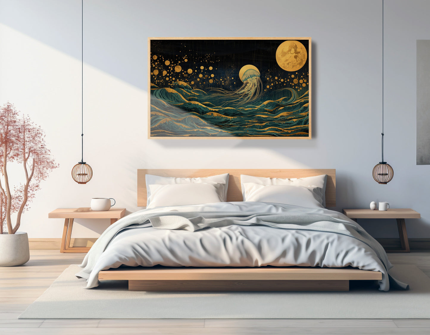 Moonlit Jellyfish Ocean Black Caribbean wall art view 51