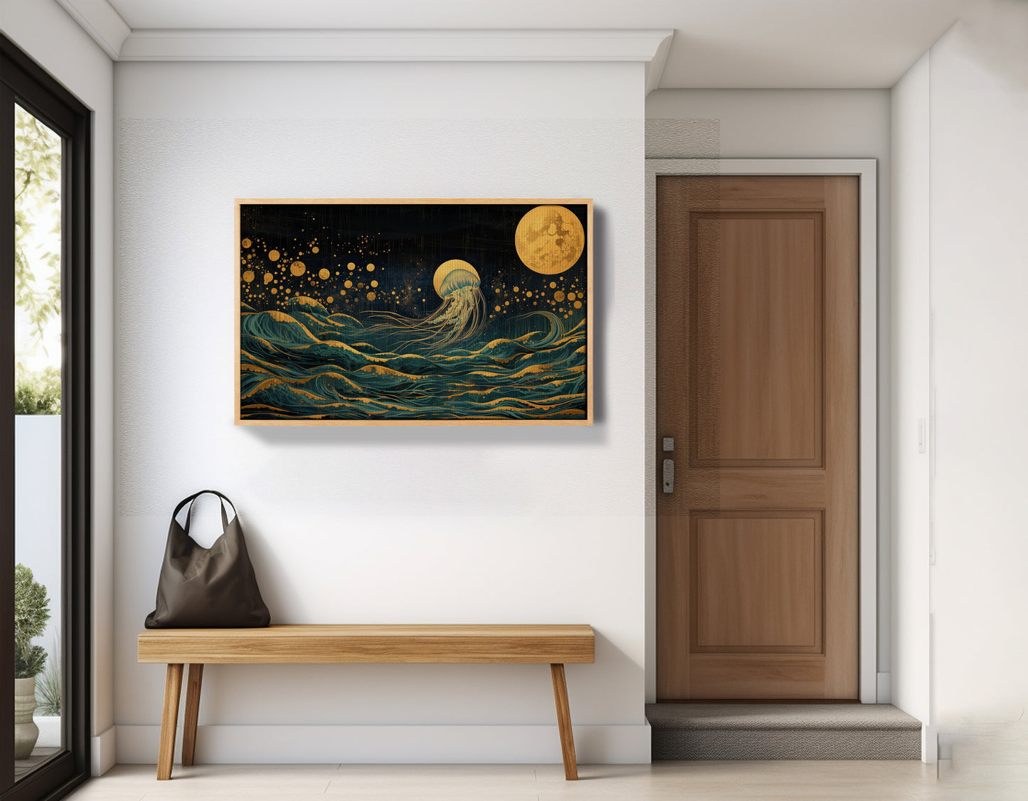 Moonlit Jellyfish Ocean Black Caribbean wall art view 53