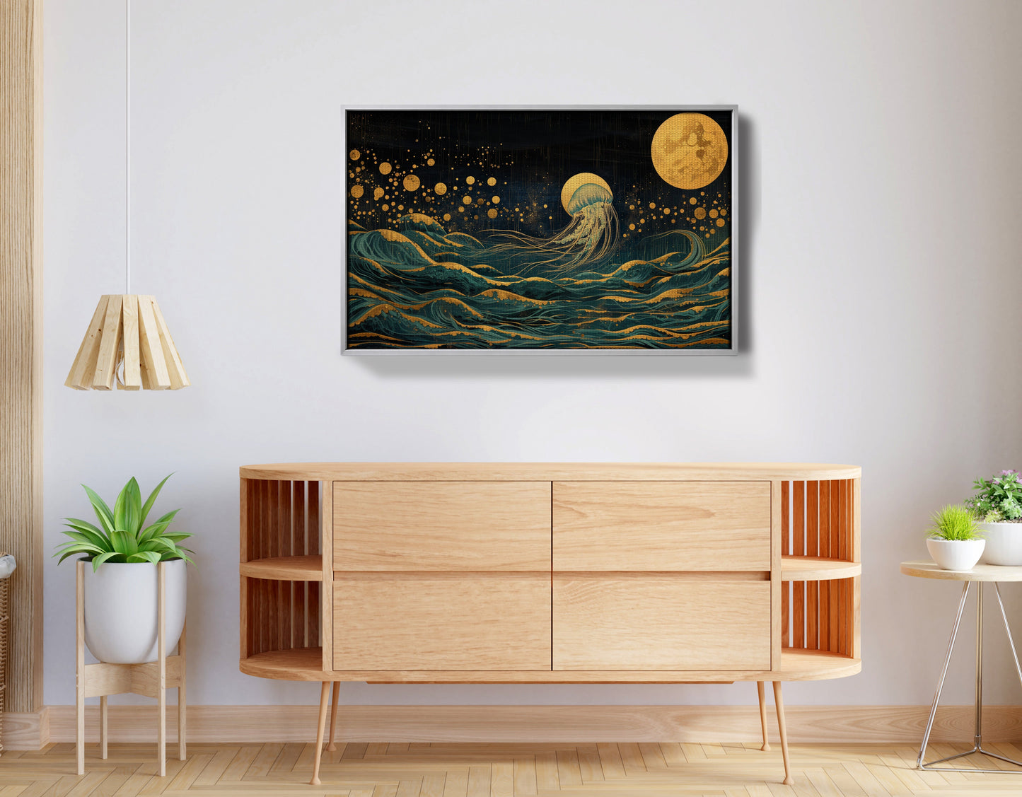 Moonlit Jellyfish Ocean Black Caribbean wall art view 56