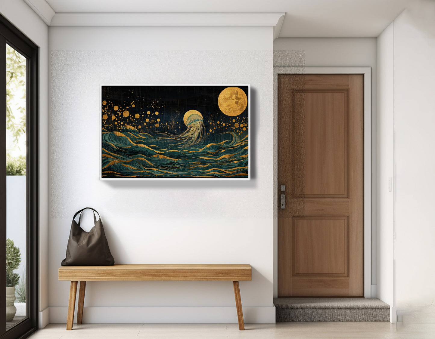 Moonlit Jellyfish Ocean Black Caribbean wall art view 65