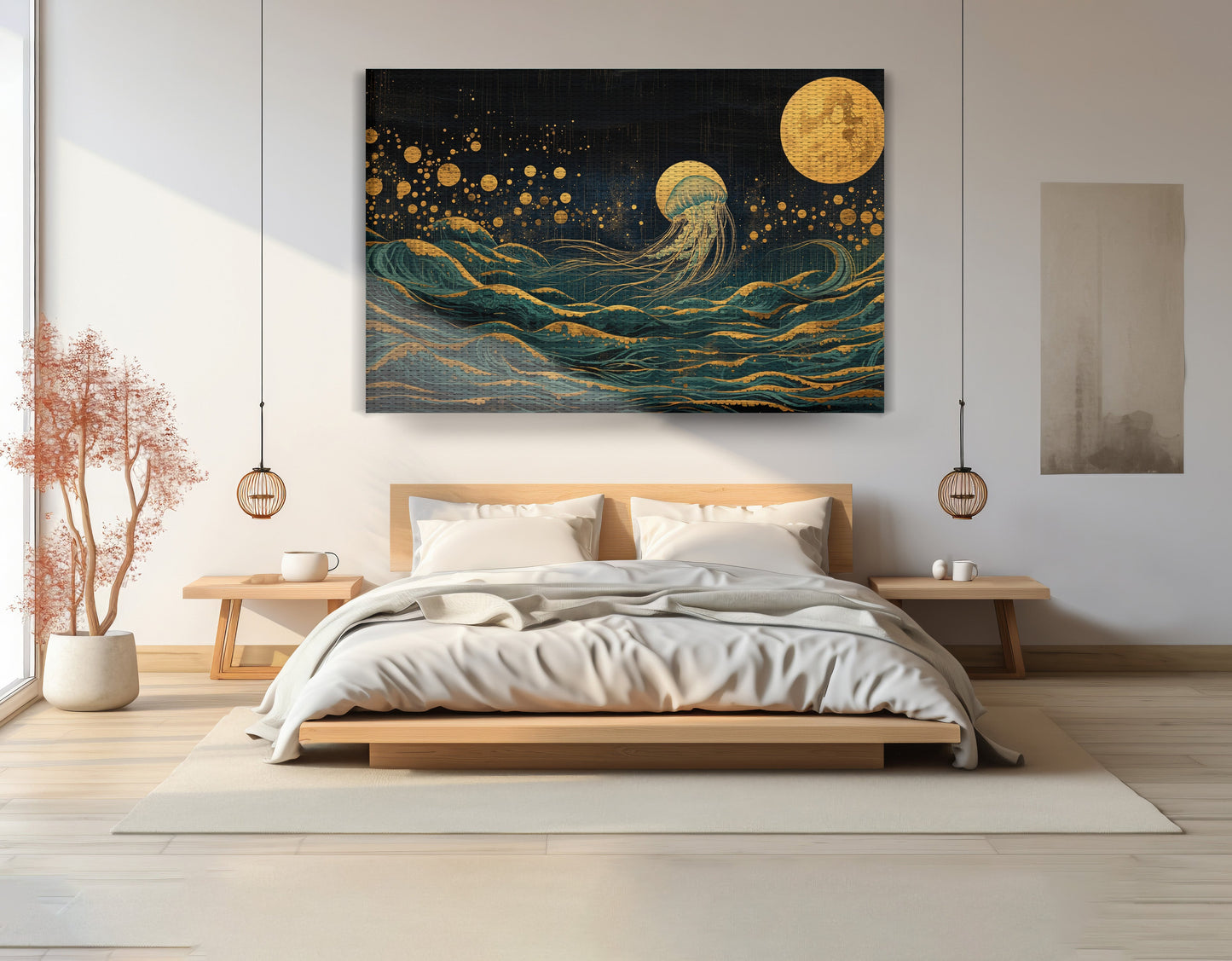 Moonlit Jellyfish Ocean Black Caribbean wall art view 15