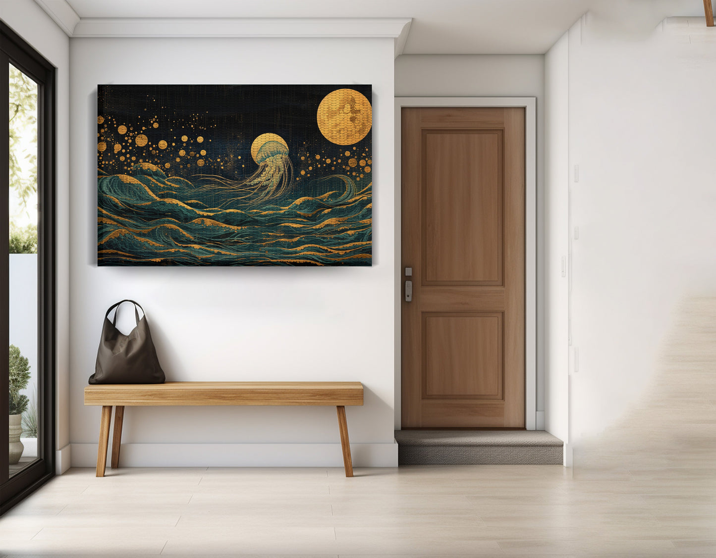 Moonlit Jellyfish Ocean Black Caribbean wall art view 17