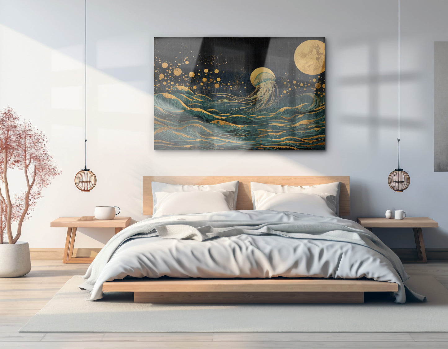 Moonlit Jellyfish Ocean Black Caribbean wall art view 21