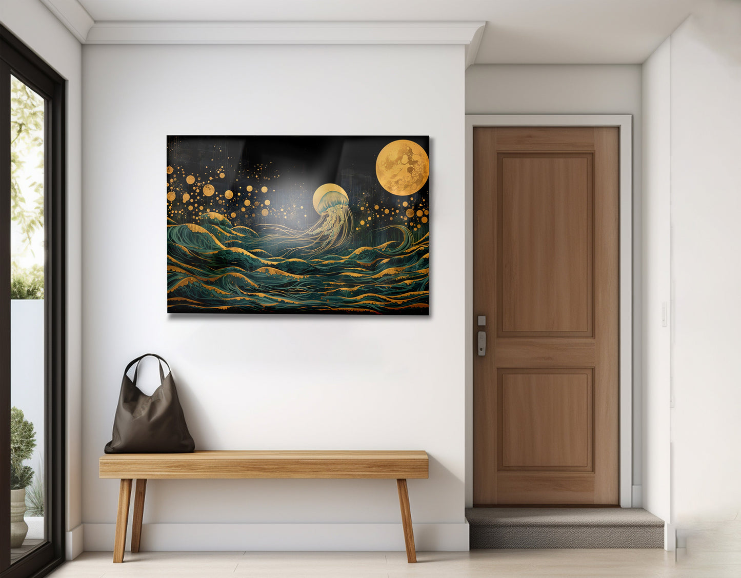 Moonlit Jellyfish Ocean Black Caribbean wall art view 23