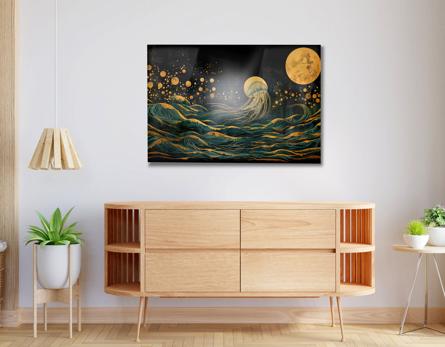 Moonlit Jellyfish Ocean Black Caribbean wall art view 20