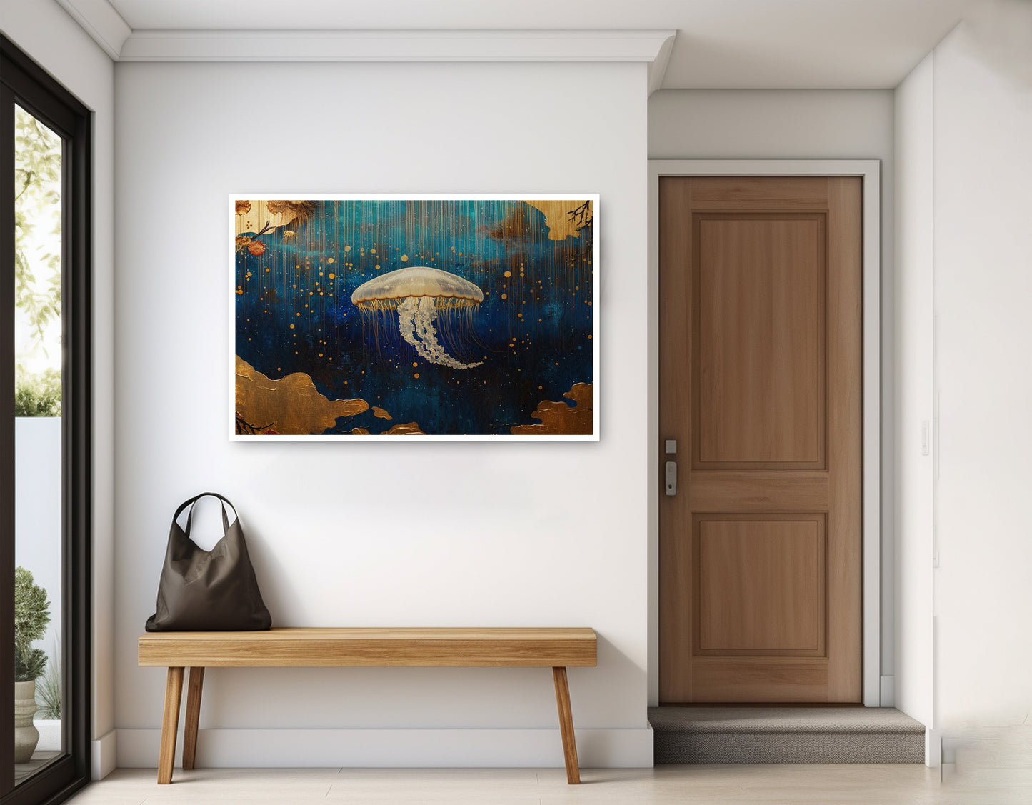 Jellyfish Ocean Fantasy Black Caribbean wall art home decor view