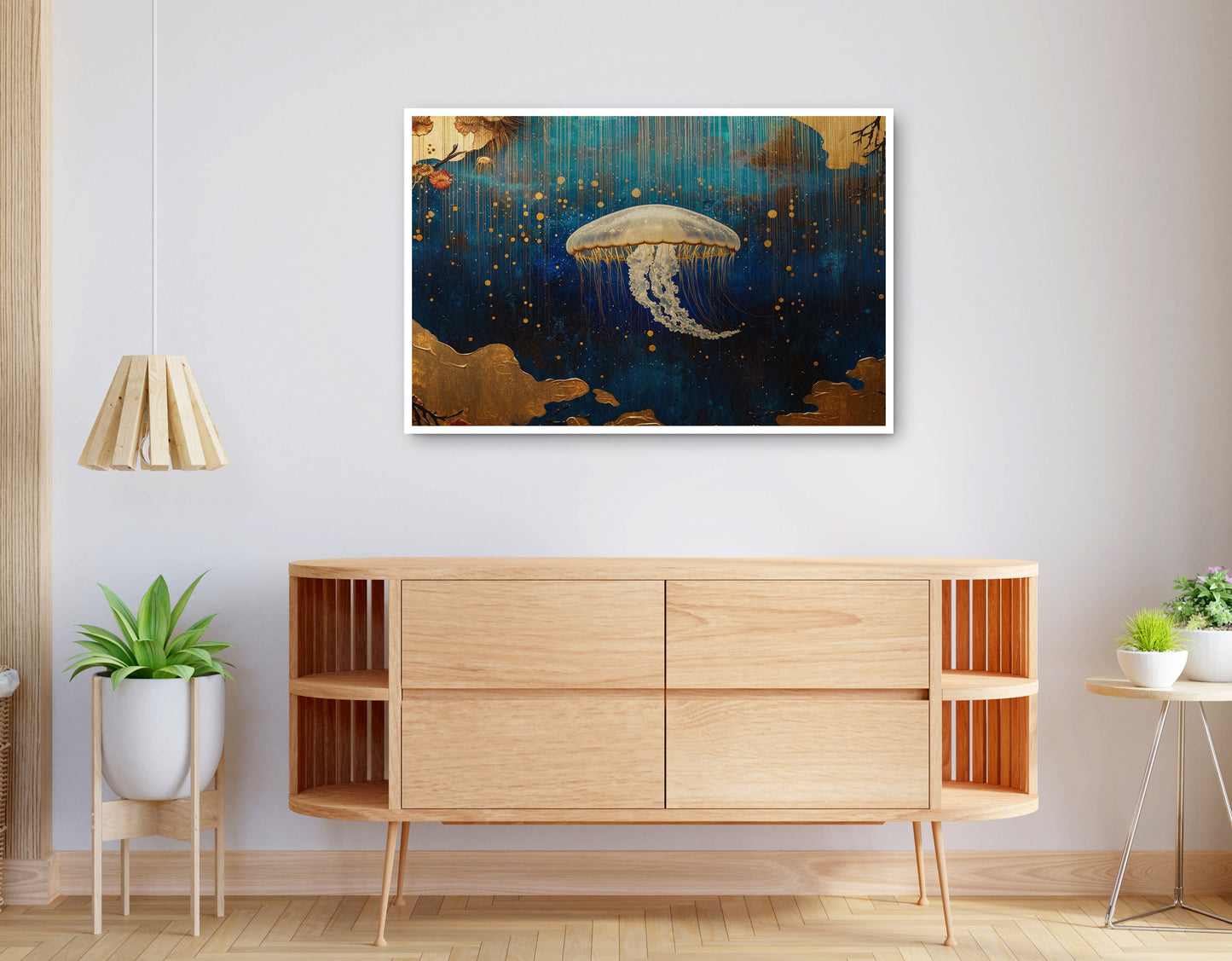 Alternate view of Jellyfish Ocean Fantasy Black Caribbean wall art canvas print
